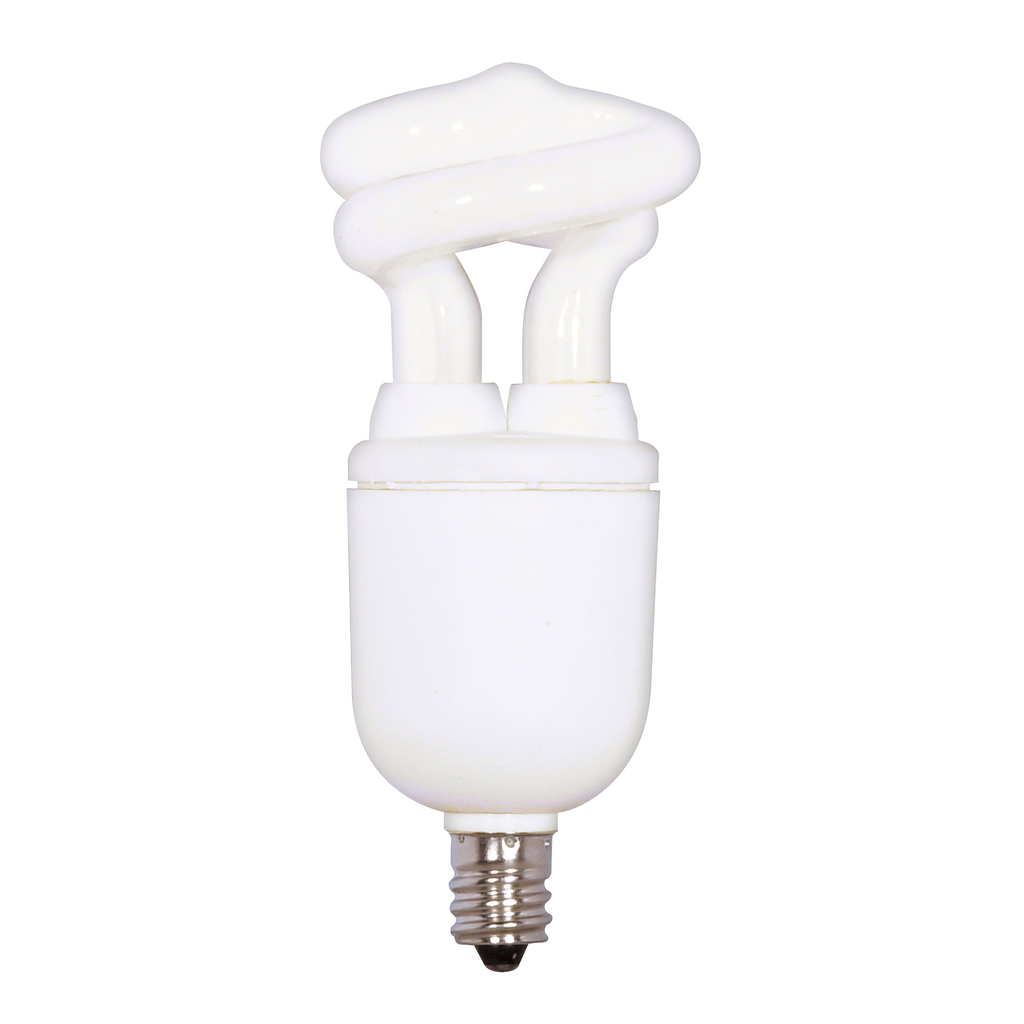 Product image for Satco S7264 5 Watt; Mini Spiral Compact Fluorescent; 2700K; 82 CRI; Candelabra base; 120 Volt