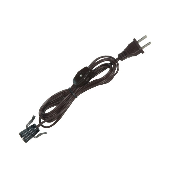 Product image for Satco 80/1652 6 Foot #18 SPT-2 Brown Cord, Switch, And Plug (Switch 17" From Socket)