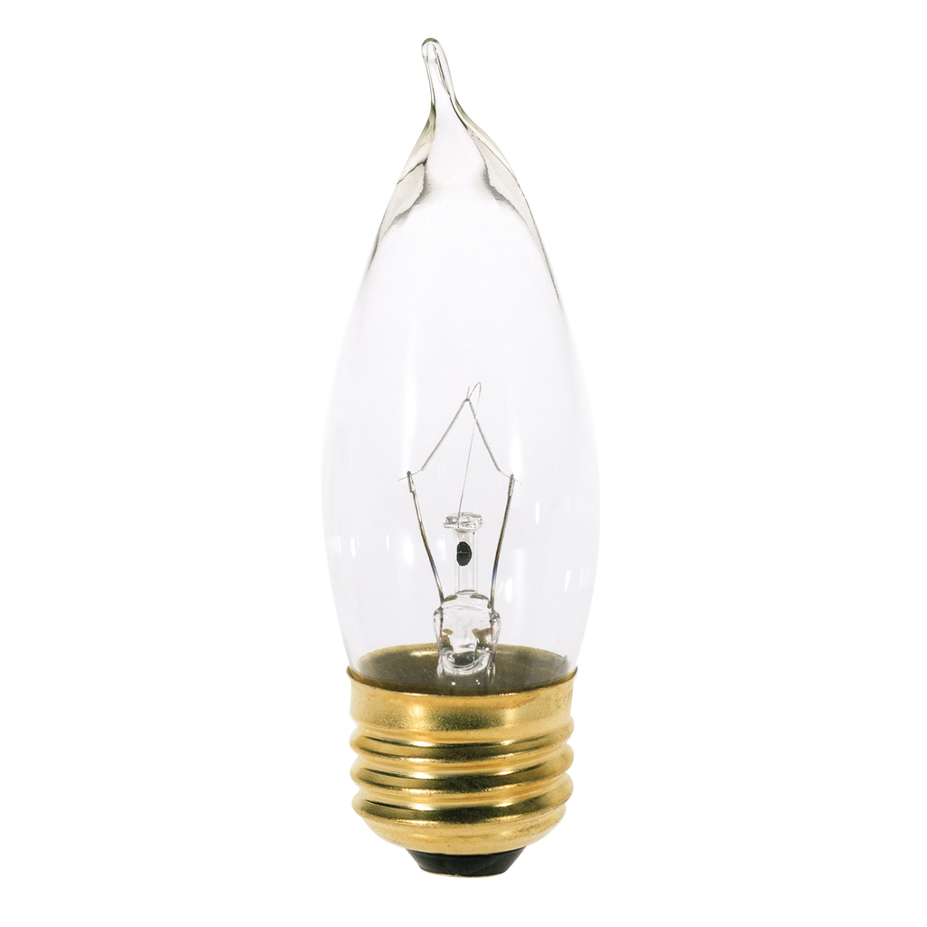 Product image for Satco A3664 25 Watt CA10 Incandescent; Clear; 2500 Average rated hours; 210 Lumens; Medium base; 130 Volt