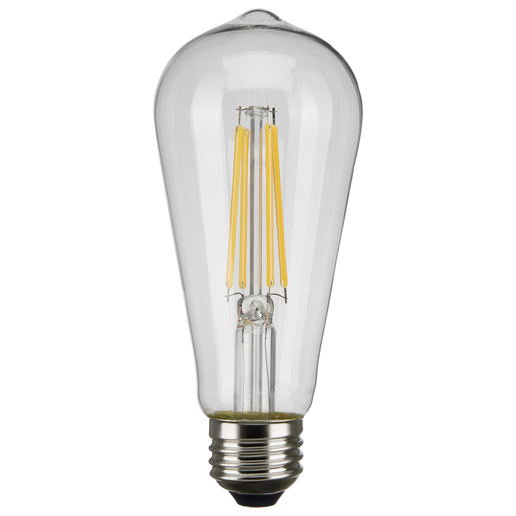 Product image for Satco S8611 7 Watt ST19 LED; Clear; Medium base; 2700K; 800 Lumens; 120 Volt; Carded
