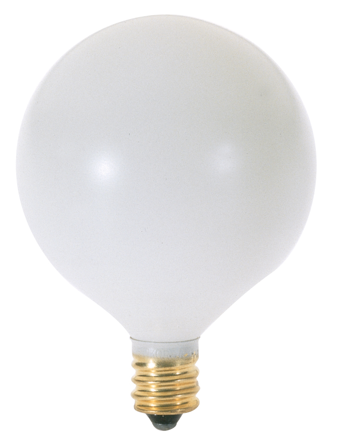Product image for Satco A3926 40W G16-1/2 Incandescent; Satin White; 2500 Average rated hours; 325 Lumens; Candelabra base; 130 Volt
