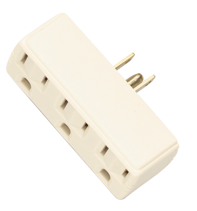 Product image for Satco 90/1118 Single To Triple Adapter; Ivory Finish; Polarized; 15A; 125V