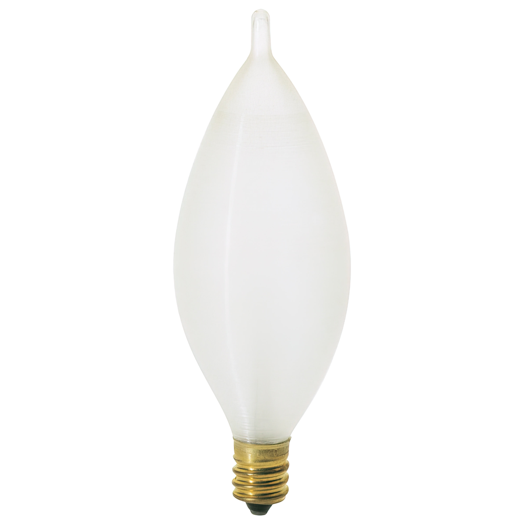 Product image for Satco S2703 25 Watt C11 Incandescent; Spun White; 4000 Average rated hours; 160 Lumens; Candelabra base; 120 Volt; Carded