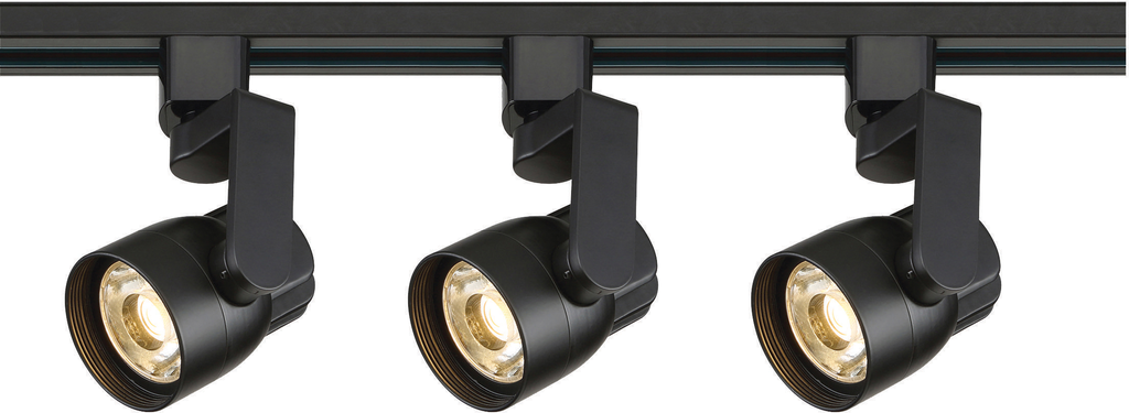 Product image for Satco TK424 Track Lighting Kit - 12W LED - 3000K - 4 foot Track - 36 degree - Round shape with angle arm - Black finish