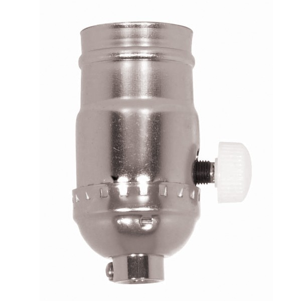 Product image for Satco 80/1015 150W Full Range Turn Knob Dimmer Socket; 1/8 IPS; Aluminum; Nickel Finish; 120V