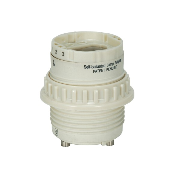 Product image for Satco 80/1857 Phenolic Self-Ballasted CFL Lampholder With Uno Ring; 277V, 60Hz, 0.30A; 26W G24q-3 And GX24q-3; 2" Height; 1-1/2" Width