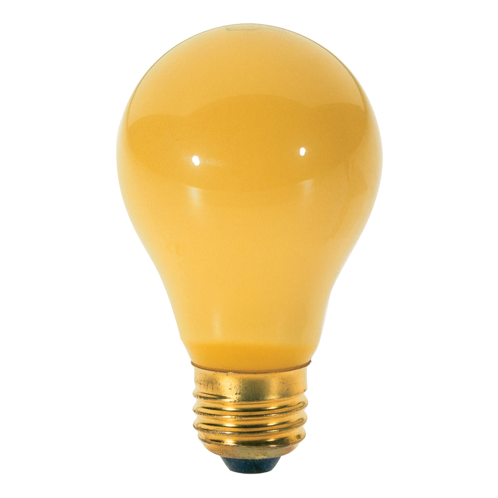 Product image for Satco S3859 40 Watt A19 Incandescent; Yellow; 2000 Average rated hours; Medium base; 130 Volt; 2/Pack