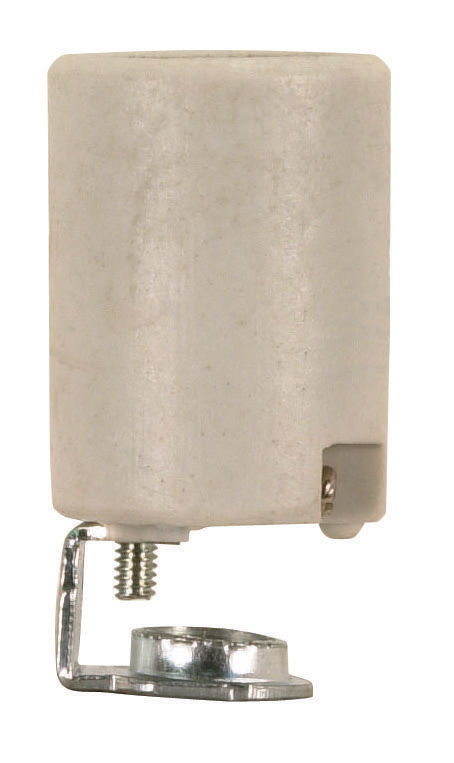 Product image for Satco 90/1554 Intermediate Base Porcelain Socket; Screw Terminals; 1/8 IP; Inside Extrusion; Single Leg; 1-3/4" Height; 1" Width; 75W; 250V