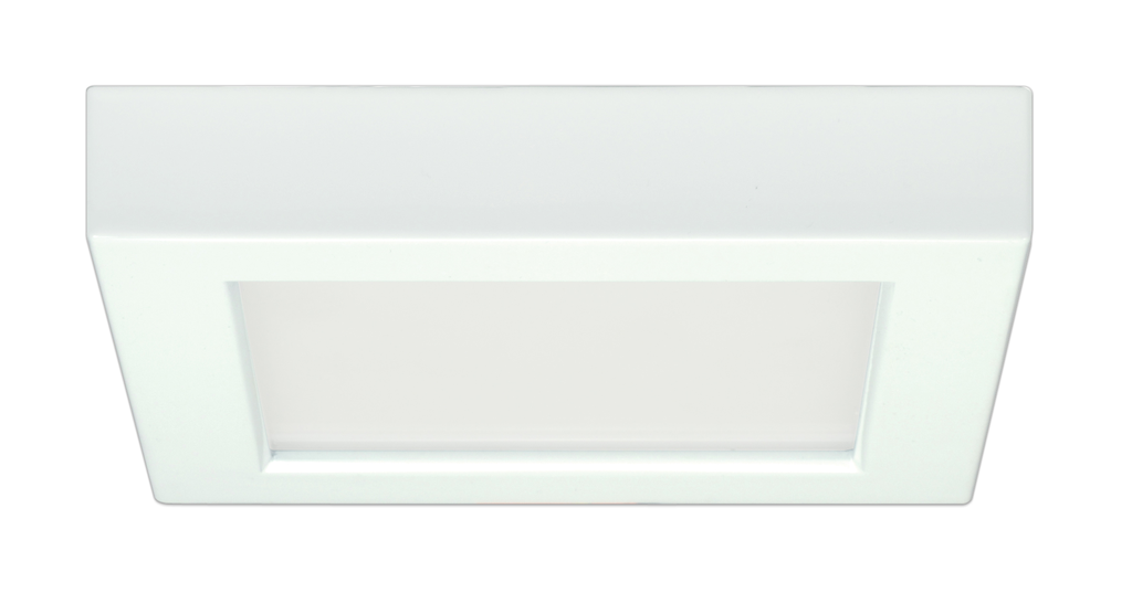 Product image for Satco S29327 10.5 watt; 5.5" Flush Mount LED Fixture; 3000K; Square Shape; White Finish; 120 volts