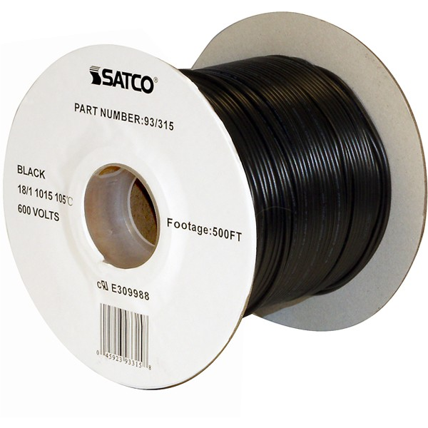 Product image for Satco 93/313 Pulley Bulk Wire; 18/3 SJT 105C Pulley Cord; 250 Foot/Spool; Black