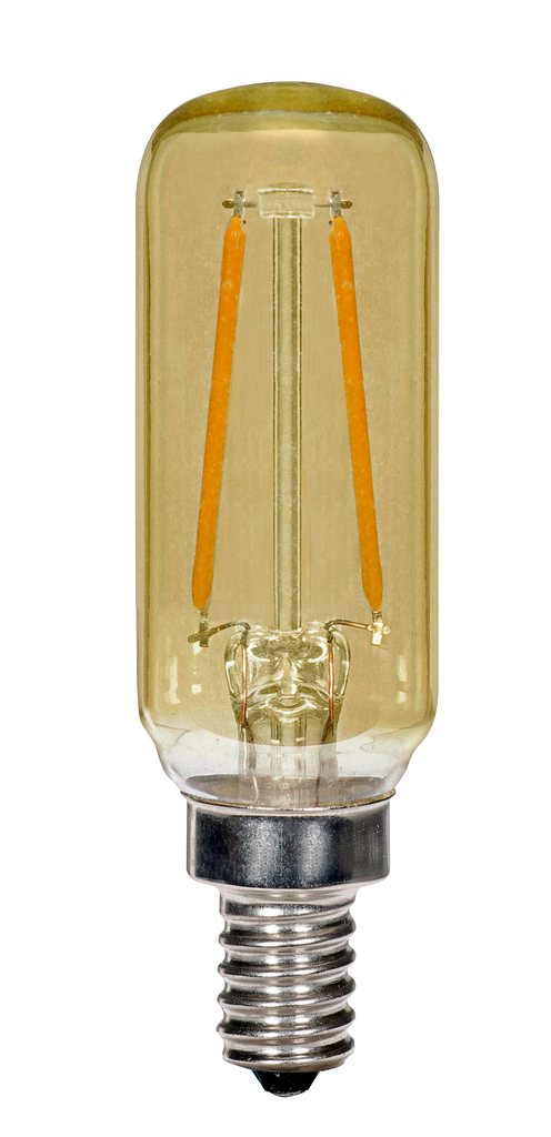 Product image for Satco S9873 2.5 Watt T6 LED; Amber; Candelabra base; 2000K; 150 Lumens; 120 Volt
