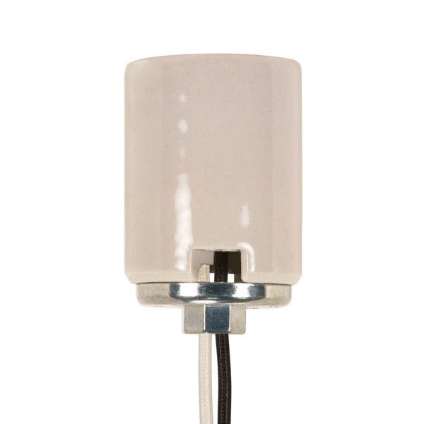 Product image for Satco 80/1613 Keyless Porcelain Mogul Socket With Metal 1/4 IP Cap; 2 Wireways; 1-3/8" Center To Center; Glazed; 1500W; 600V