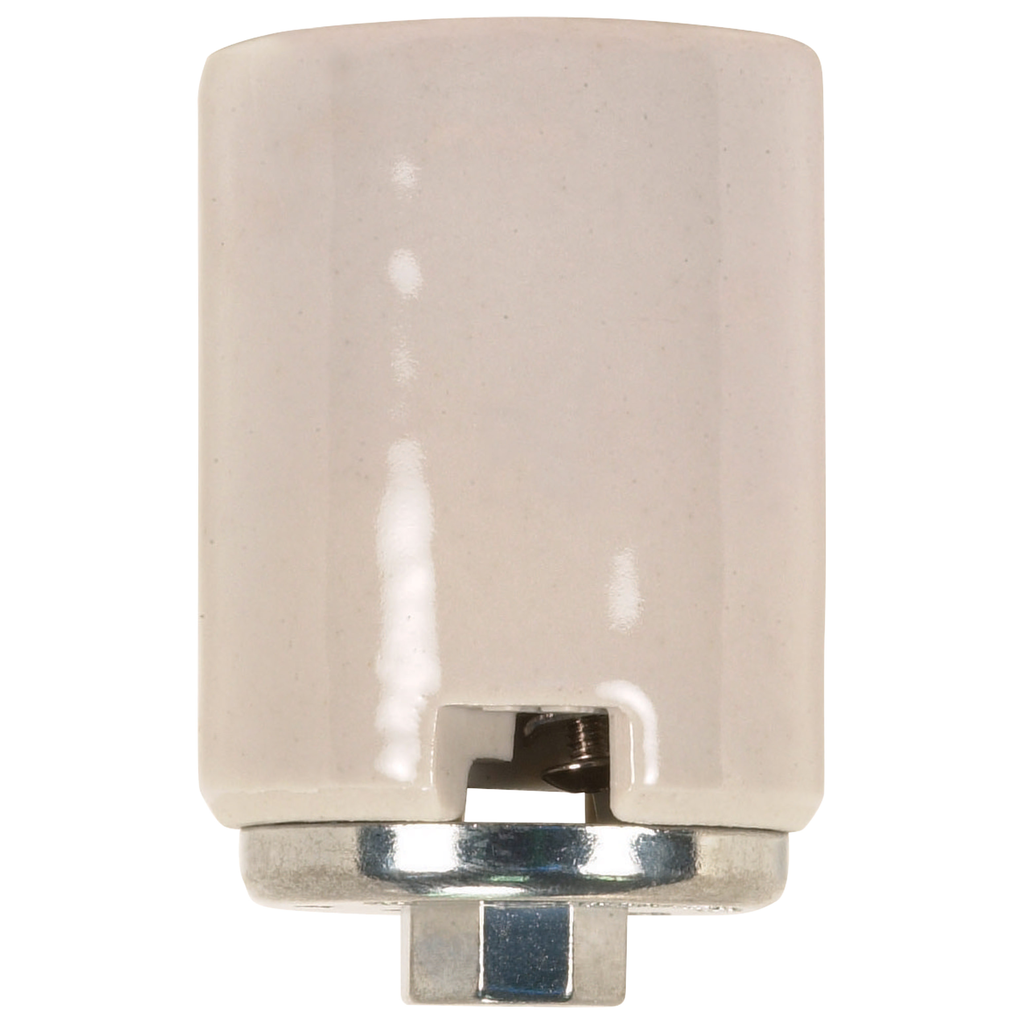 Product image for Satco 80/1378 Keyless Porcelain Mogul Socket With Metal 1/4 IPS With SS Cap; With Wireway; CSSNP Screw Shell; Glazed; 1500W; 600V