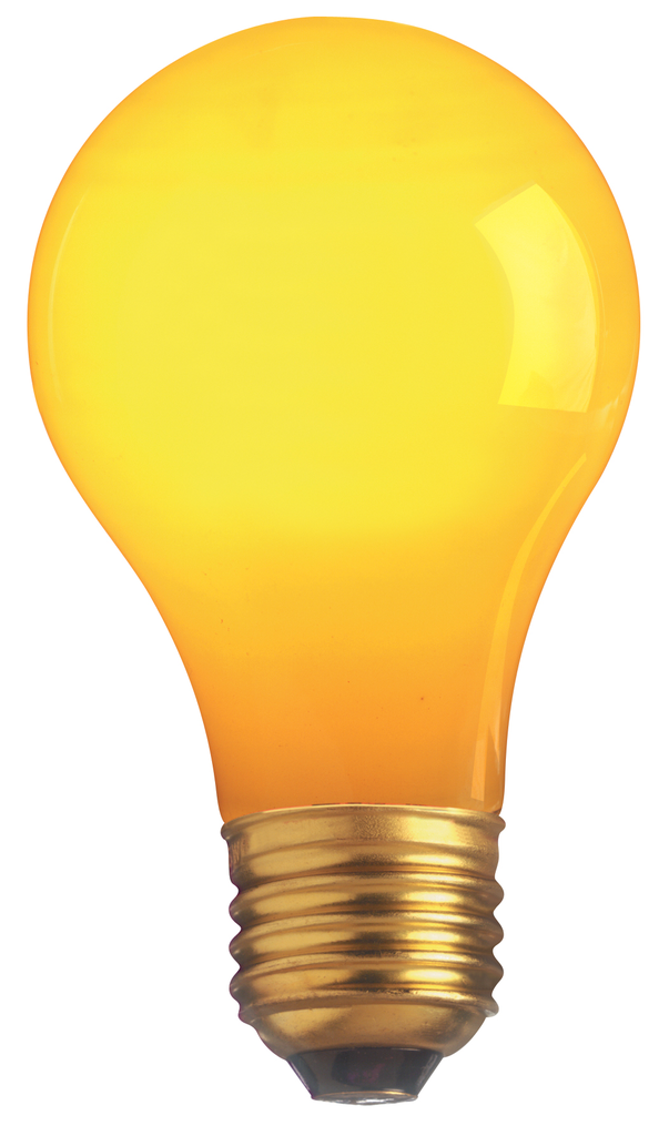 Product image for Satco S6093 25 Watt A19 Incandescent; Ceramic Yellow; 1000 Average rated hours; 30 Lumens; Medium base; 130 Volt