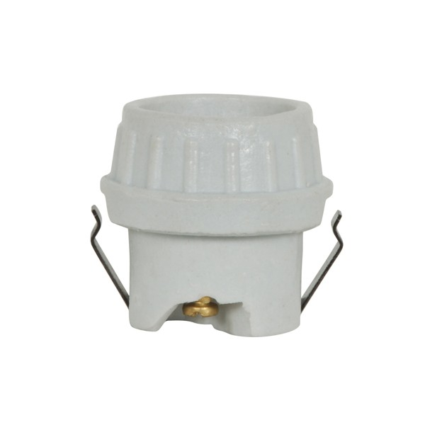 Product image for Satco 80/1680 Keyless Porcelain Socket With Double Snap-In Clip; Glazed; 660W; 250V