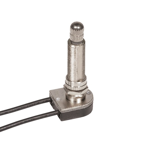 Product image for Satco 80/1414 On-Off Metal Rotary Switch, 1-1/2" Metal Bushing; Single Circuit; 6A-125V, 3A-250V Rating; 6" Leads; Nickel Finish