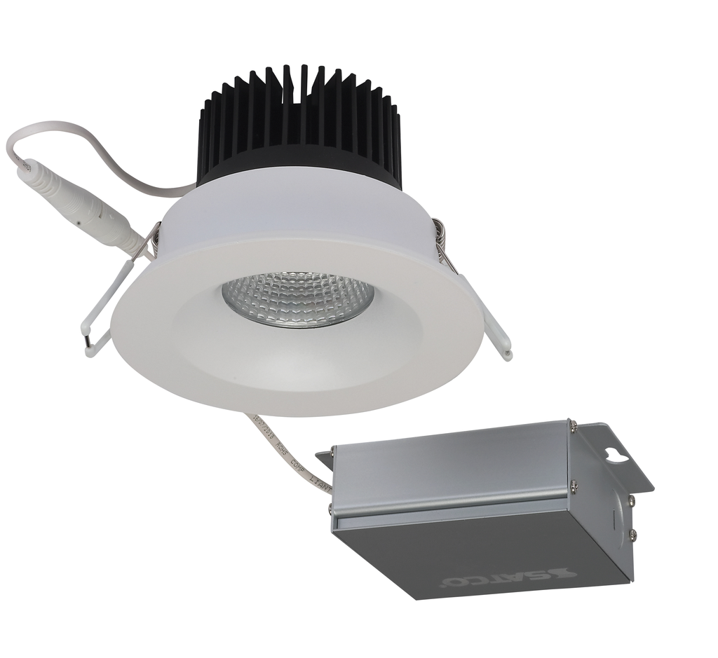 Product image for Satco S11630 12 watt LED Direct Wire Downlight; 3.5 inch; 3000K; 120 volt; Dimmable; Round; Remote Driver; White
