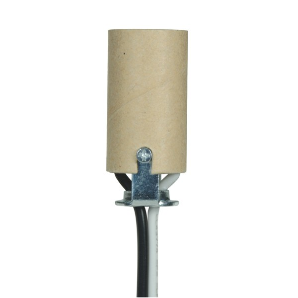 Product image for Satco 80/1653 Candelabra Socket With Leads; 1-3/4" Height; 3/4" Diameter; 24" #18 UL 1015 B/W Leads 105C; 75W; 125V