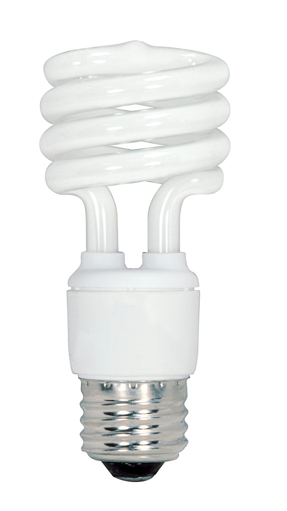 Product image for Satco S6238 13 Watt; Mini Spiral Compact Fluorescent; 3500K; 82 CRI; Medium base; 120 Volt; 4-pack