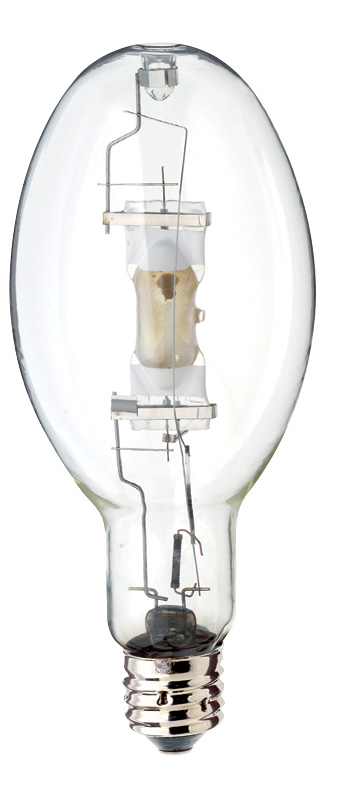 Product image for Satco S5837 1500 Watt; Metal Halide HID; Mogul base; BT56; Clear; 65 CRI; 4200K