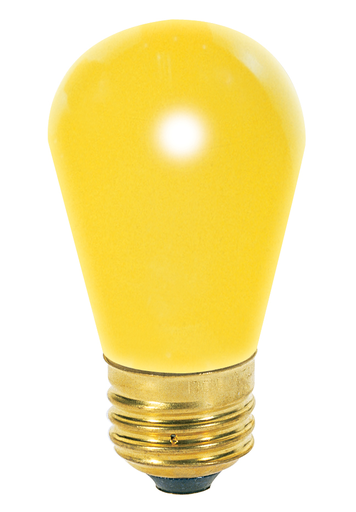 Product image for Satco S4560 11 Watt S14 Incandescent; Ceramic Yellow; 2500 Average rated hours; Medium base; 130 Volt; Carded