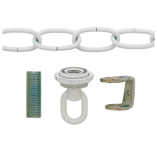 Product image for Satco 90/1101 Ribbed Canopy Hanger Kit; White Finish; 5" Diameter; 1-1/16" Center Hole; 1 Yard 8 Gauge Chain; Includes Hardware; 25lbs Max