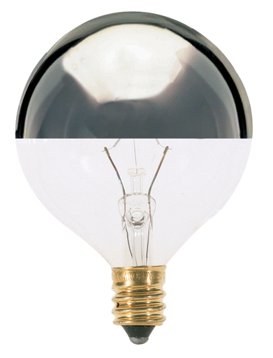 Mayer-DDS-25 Watt G16 1/2 Incandescent - Silver Crown - 1500 Average rated hours - 232 Lumens - Candelabra base - 120 Volt-1