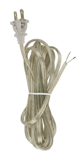 Satco 90/2048 12 Ft.Full Tinned Cord Sets18/2 SPT-2-105C Cord Sets - Molded Plug - Full Tinned Tips for Push-In Terminals - 3/4" Strip with 2" Slit 72" Hank