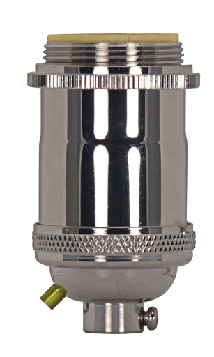 Product image for Satco 80/2566 Medium base lampholder; 4pc. Solid brass; Keyless; 2 Uno rings; Polished nickel finish