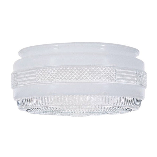 Product image for Satco 50/106 Outside White Drum Glass Shade With Clear Sides And Bottom; 8-3/8 in.; Diameter; 7-7/8 in.; Fitter; 4 in.; Height