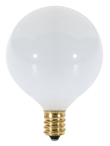 Picture of S3260 - 25 Watt G16 1/2 Incandescent - Gloss White - 1500 Average rated hours - 175 Lumens - Candelabra base - 120 Volt