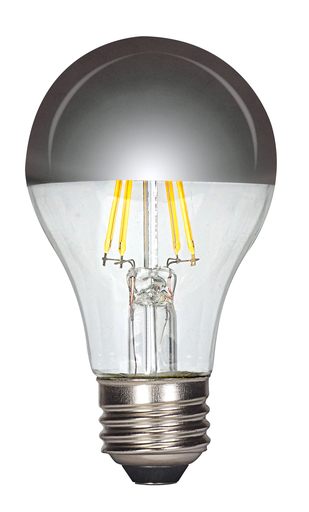 Product image for Satco S9826 6.5 Watt A19 LED; Silver crown; Medium base; 2700K; 650 Lumens; 120 Volt