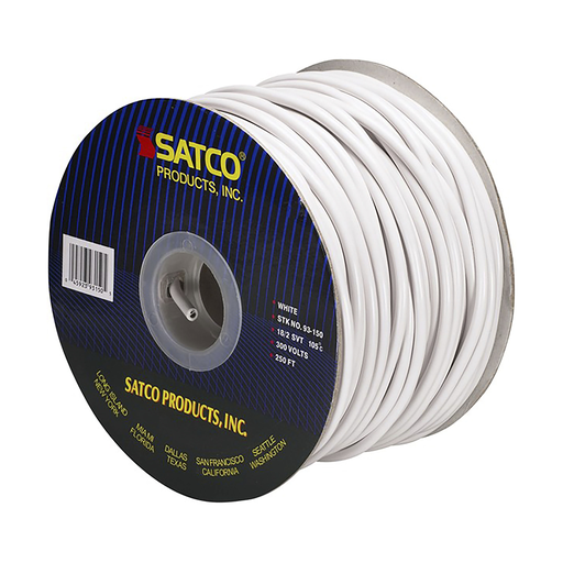 Product image for Satco 93/150 Pulley Bulk Wire; 18/2 SVT 105C Pulley Cord; 250 Foot/Spool; White
