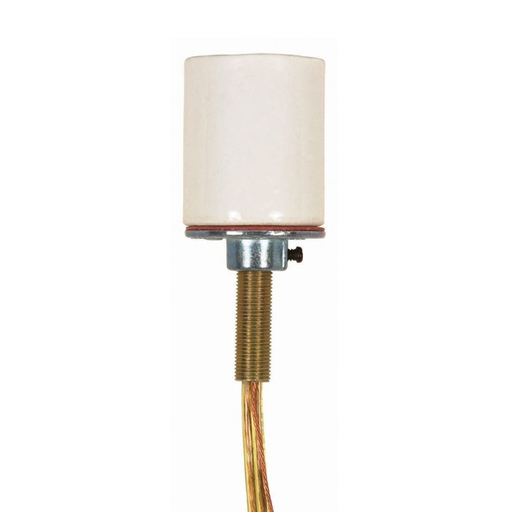 Product image for Satco 90/1150 Keyless Porcelain Socket With 1/8 IP Cap And Nipple; Glazed; 660W; 250V
