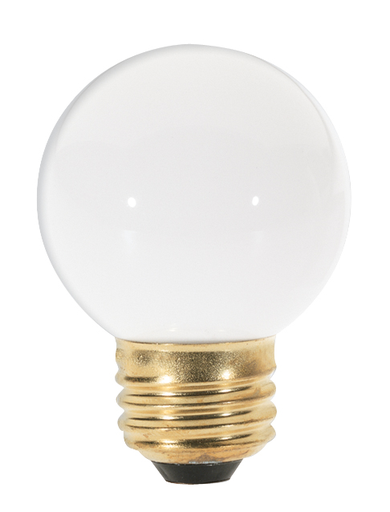 Product image for Satco S3843 60 Watt G16 1/2 Incandescent; Gloss White; 1500 Average rated hours; 550 Lumens; Medium base; 120 Volt