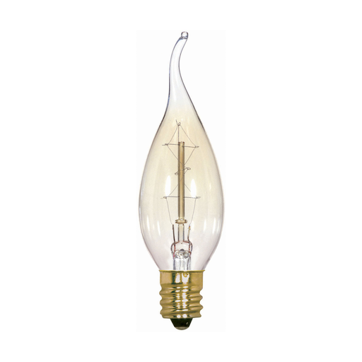 25 Watt CA8 Incandescent - Clear - 3000 Average rated hours - 100 Lumens - Candelabra base - 120 Volt