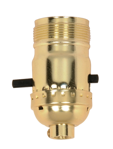 Product image for Satco 90/1408 On-Off Push Thru Socket; 1/8 IPS; Aluminum; Brite Gilt Finish; 660W; 250V; Uno Thread