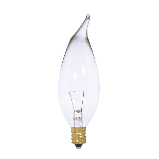 15 Watt CA10 Incandescent - Clear - 1500 Average rated hours - 150 Lumens - Candelabra base - 12 Volt
