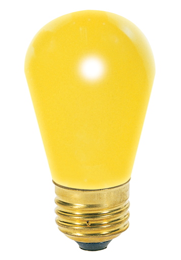 Product image for Satco S3960 11 Watt S14 Incandescent; Ceramic Yellow; 2500 Average rated hours; Medium base; 130 Volt