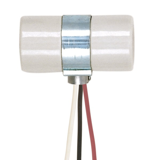 Product image for Satco 80/1081 Twin 2 Circuit Porcelain Socket With Single 1/8 IPS Bushing Cap; 24 in. AWM 150C Leads; CSSNP Screw Shell; Glazed; 660W; 250V