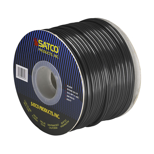 Satco 93/127 Lamp And Lighting Bulk Wire; 18/2 SPT-2 105C; 250 Foot/Spool; Black