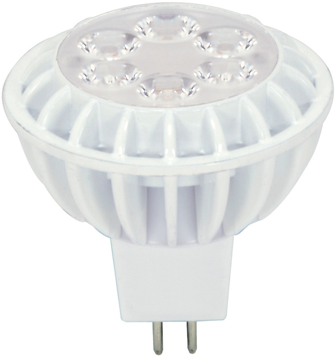 Product image for Satco S8846 - 7 watt; MR16 LED; 3500K; 40' beam spread; Miniature 2 Pin Round base; 12 volts
