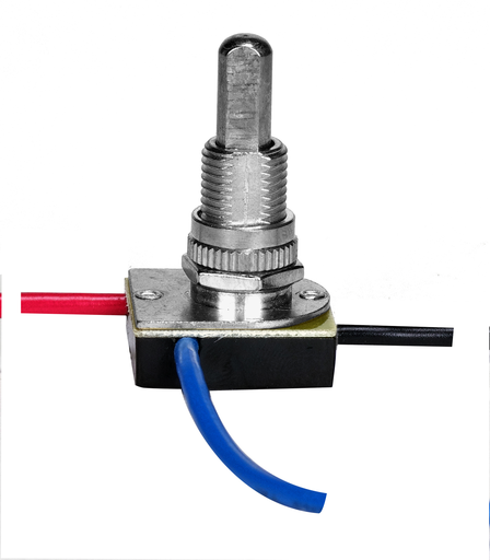 Product image for Satco 80/1129 3-Way Metal Push Switch; 3/8" Metal Bushing; 2 Circuit; 4 Position (L-1, L-2, L1-2, Off); 6A-125V, 3A-250V Rating; Nickel Finish