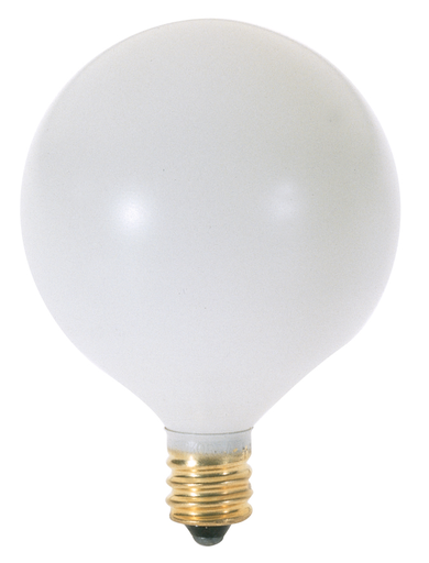 Product image for Satco A3925 25W G16-1/2 Incandescent; Satin White; 2500 Average rated hours; 162 Lumens; Candelabra base; 130 Volt