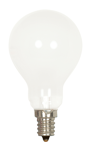 Product image for Satco S2741 40 Watt A15 Incandescent; Frost; Appliance Lamp; 1000 Average rated hours; 420 Lumens; Candelabra base; 120 Volt; 2-Card