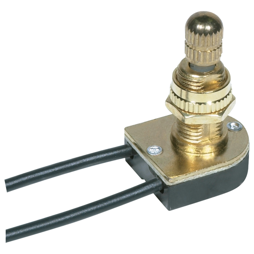 Product image for Satco 80/1134 On-Off Metal Rotary Switch; 5/8" Metal Bushing; Single Circuit; 6A-125V, 3A-250V Rating; Brass Finish
