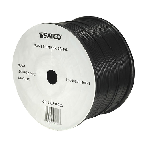 Product image for SAT 93/308 18/2 SPT-2 BLACK 2500 FT SPOOL