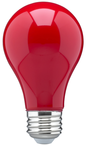 Product image for Satco S14984 8 Watt A19 LED; Ceramic Red; Medium base; 360 deg. Beam Angle; 120 Volt