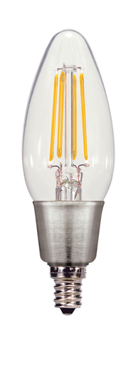 Product image for Satco S9261 Discontinued - 4.5W C11 LED; Clear; Candelabra base; 2700K; 450 Lumens; 120 Volt