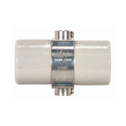 Product image for Satco 80/1080 Twin Porcelain Socket With Double Bushing Strap; Glazed; 660W; 250V; 100 Bulk Master